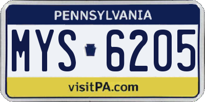 PA license plate MYS6205