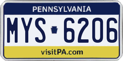 PA license plate MYS6206