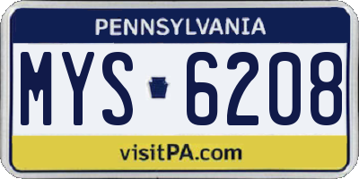 PA license plate MYS6208
