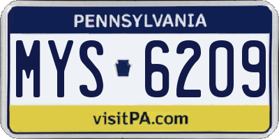 PA license plate MYS6209