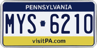 PA license plate MYS6210