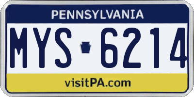 PA license plate MYS6214