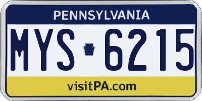 PA license plate MYS6215