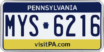 PA license plate MYS6216