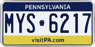 PA license plate MYS6217
