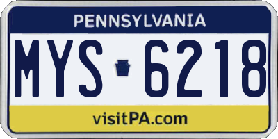 PA license plate MYS6218