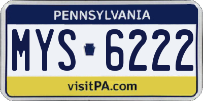 PA license plate MYS6222