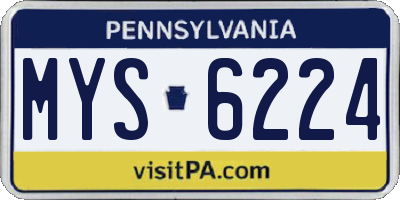 PA license plate MYS6224