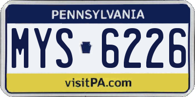 PA license plate MYS6226