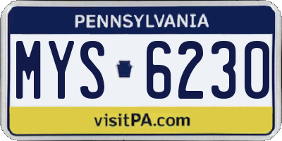 PA license plate MYS6230