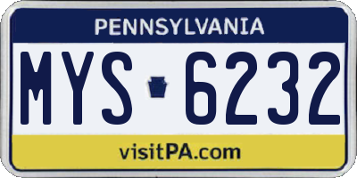 PA license plate MYS6232