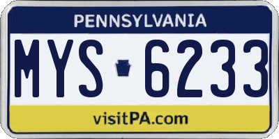PA license plate MYS6233