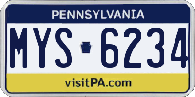 PA license plate MYS6234