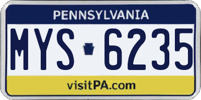 PA license plate MYS6235