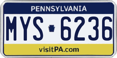 PA license plate MYS6236