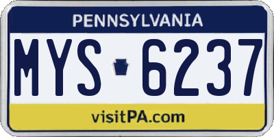 PA license plate MYS6237