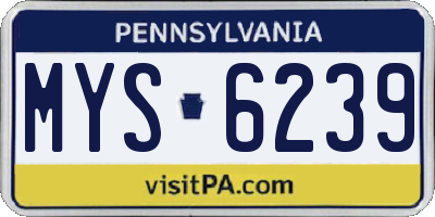 PA license plate MYS6239