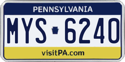 PA license plate MYS6240