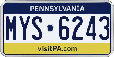 PA license plate MYS6243