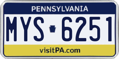 PA license plate MYS6251