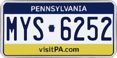 PA license plate MYS6252