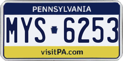 PA license plate MYS6253