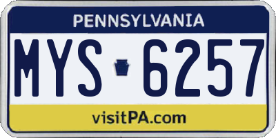 PA license plate MYS6257