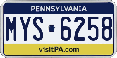 PA license plate MYS6258