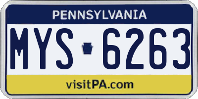 PA license plate MYS6263