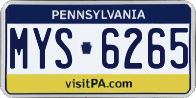 PA license plate MYS6265