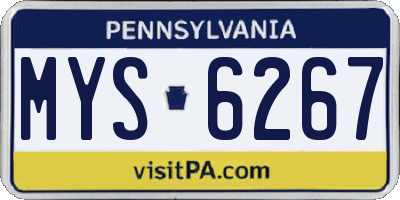 PA license plate MYS6267