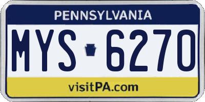 PA license plate MYS6270