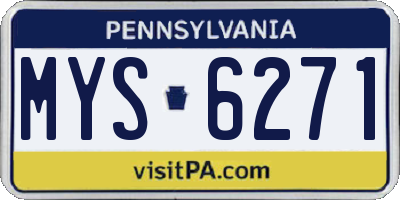 PA license plate MYS6271