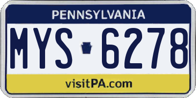 PA license plate MYS6278