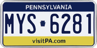 PA license plate MYS6281