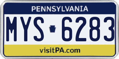 PA license plate MYS6283