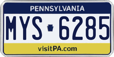 PA license plate MYS6285