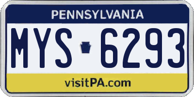 PA license plate MYS6293