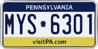 PA license plate MYS6301