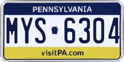 PA license plate MYS6304