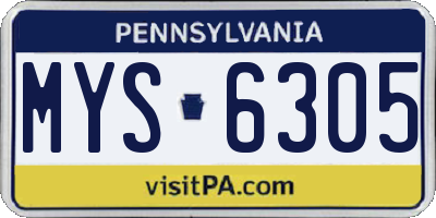 PA license plate MYS6305