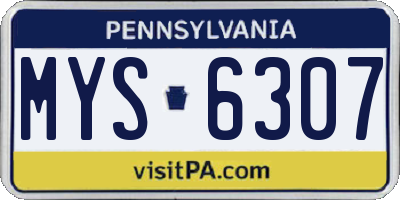 PA license plate MYS6307