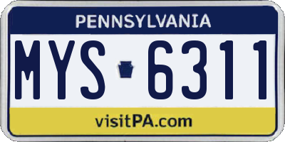 PA license plate MYS6311