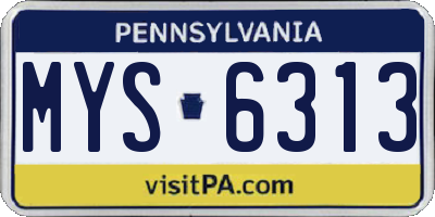 PA license plate MYS6313