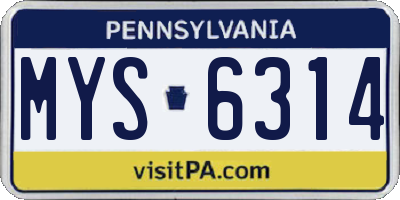 PA license plate MYS6314