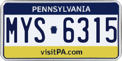 PA license plate MYS6315