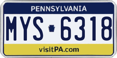 PA license plate MYS6318