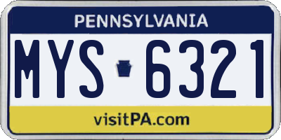 PA license plate MYS6321