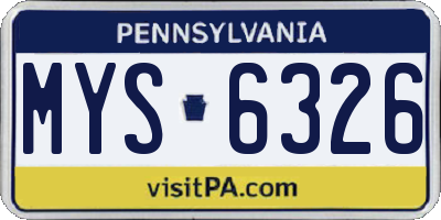 PA license plate MYS6326