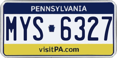 PA license plate MYS6327